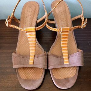 Chie Mihara Leather and Suede Wedge Sandals